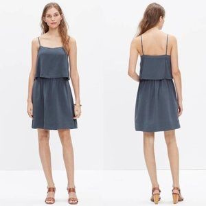Madewell Silk Overlay Cami Mini Dress Blue Gray